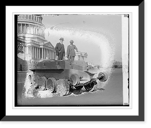 Two persons standing on tank outside Capitol building, Vintage Print
