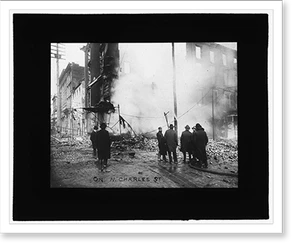 Antique Photo Print - Baltimore - fire, On N. Charles St, 1904