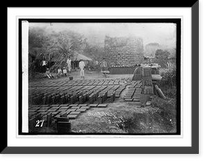 Historic Framed Print, Brick yard, Santa Ana, Salvador, C.A.; Chas. M. Pepper Copy [photo of brick yard],  17-7/8" x 21-7/8"