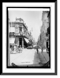 Historic Framed Print, Business street in Montevideo,  17-7/8" x 21-7/8"