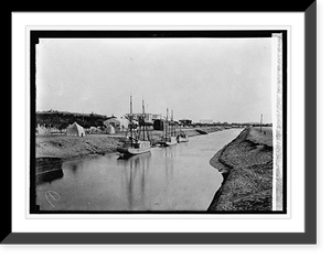 Fresh water channel, Suez Canal, Historic Print