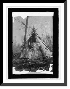 Historic Framed Print, Chippewa birch bark wigwam,  17-7/8" x 21-7/8"