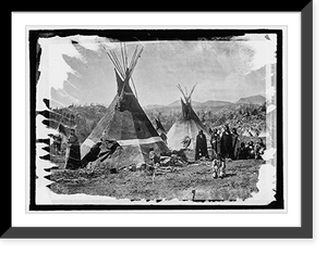 Historic Framed Print, Skin tepees, Shoshone Indians,  17-7/8" x 21-7/8"