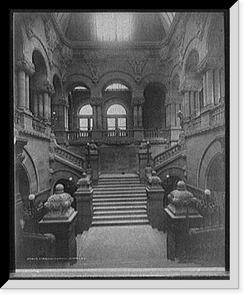 Historic Framed Print, Staircase in capitol, Albany, N.Y.,  17-7/8" x 21-7/8"