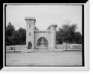 Historic Framed Print, Entrance to Confederate Cemetery, Chattanooga, Tenn.,  17-7/8" x 21-7/8"