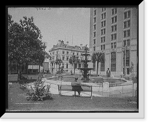 Historic Framed Print, The Plaza fountain, [Plaza Ferdinand VII], Pensacola, Fla.,  17-7/8" x 21-7/8"