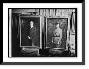 Historic Framed Print, [Paintings of Harding and Pershing],  17-7/8" x 21-7/8"