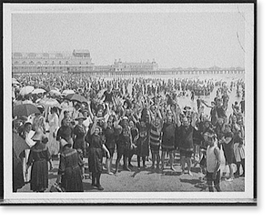 Vintage Landscape - Atlantic City - Hands up on the beach at N.J