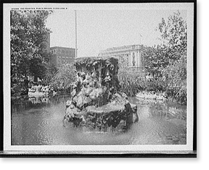 Antique City View - Cleveland - Fountain, Public Square, Ohio
