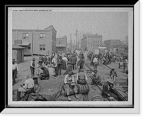 Historic Framed Print, Dinner hour on the docks, Jacksonville, Fla.,  17-7/8" x 21-7/8"
