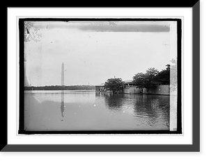 Historic Framed Print, [Flood, Potomac River with Washington monument in background],  17-7/8" x 21-7/8"