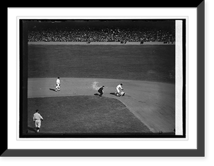 Historic Framed Print, Frische safe at 2nd on his double, World Series, 10/9/24,  17-7/8" x 21-7/8"