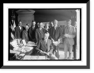 Historic Framed Print, Pres. Coolidge with [newspaper men?], [11/24] - 2,  17-7/8" x 21-7/8"