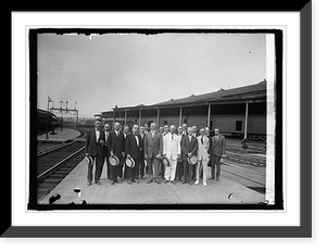 Historic Framed Print, Gen. Pershing and aides leaving for South America, [7/17/25],  17-7/8" x 21-7/8"