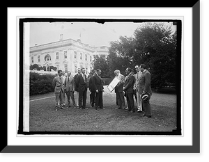 Historic Framed Print, Con. from Nat'l Press Club show new bldg. plans to Coolidge, 9/15/25,  17-7/8" x 21-7/8"