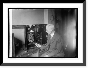 Historic Framed Print, Dr. J.C. Van Slyke with electric clock, 3/15/26,  17-7/8" x 21-7/8"