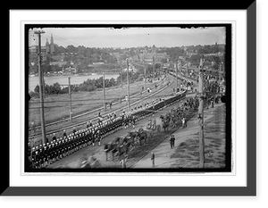 Historic Framed Print, Military funeral, procession crossing aqueduct bridge, Wash., D.C. - 2,  17-7/8" x 21-7/8"