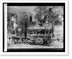 Antique Railway Print - Locomotives - Small locomotive used to draw