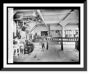 Historic Framed Print, Carton Machine. This machine folds, glues, fills, weighs and seals 30 2 lb. or 5 lb. car,  17-7/8" x 21-7/8"