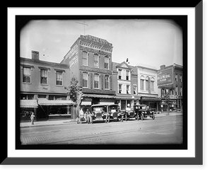 Cars parked outside electrical and atuo supply shops, Antique Poster
