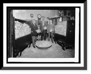 Historic Framed Print, Bureau Ptg. & Eng. Destruction committee filling the maceration cylinders with cancelled,  17-7/8" x 21-7/8"