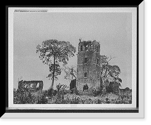 Historic Framed Print, Tower of St. Augustin, old Panama,  17-7/8" x 21-7/8"