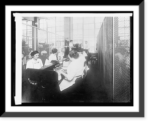 Historic Framed Print, Bureau Ptg. & Eng., counting of finished notes, numbering and sealing division, [1914],  17-7/8" x 21-7/8"