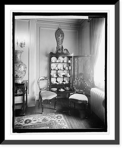 Home interior, china cabinet and chairs, Historic Print