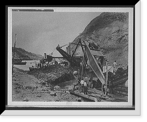 Historic Framed Print, Cutting through last of Cucaracha slide,  17-7/8" x 21-7/8"