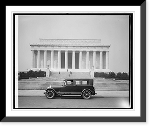 Historic Framed Print, Ford Motor Co. Lincoln at Lincoln Memorial, [Washington, D.C.],  17-7/8" x 21-7/8"