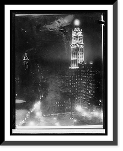 Historic Framed Print, Broadway at night,  17-7/8" x 21-7/8"