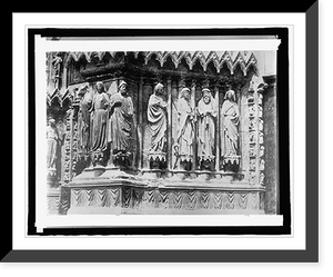 Historic Framed Print, France, Rheims Cathedral, Accidental Statues,  17-7/8" x 21-7/8"