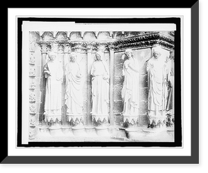 Historic Framed Print, France, Rheims Cathedral, statue in Grand Portals,  17-7/8" x 21-7/8"