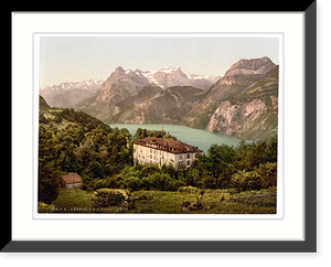 Historic Framed Print, Axenfels with Urirothstock (i.e. Urirotstock) Lake Lucerne Switzerland,  17-7/8" x 21-7/8"