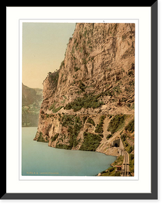 Historic Framed Print, Axenstrasse general view Lake Lucerne Switzerland,  17-7/8" x 21-7/8"