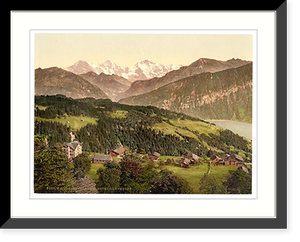 Historic Framed Print, Beatenberg village and Hotel Silberhorn Bernese Oberland Switzerland,  17-7/8" x 21-7/8"