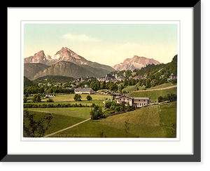 Historic Framed Print, Berchtesgaden from Malerhugel Upper Bavaria Germany,  17-7/8" x 21-7/8"