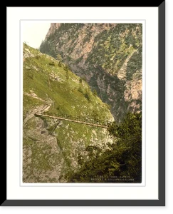 Antique Photochrom - A bridge Hollenthalklamm Upper Bavaria Germany