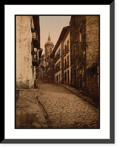 Historic Framed Print, Calle Mayor Fuenterrab&iacute;a Spain,  17-7/8" x 21-7/8"