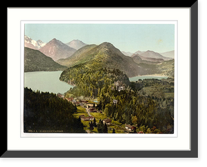 Historic Framed Print, Castle Hohenschwangau and Algau Alps Bavaria Germany,  17-7/8" x 21-7/8"