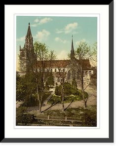 Historic Framed Print, The Cathedral and Column of Mary Constance (i.e. Konstanz) Baden Germany,  17-7/8" x 21-7/8"