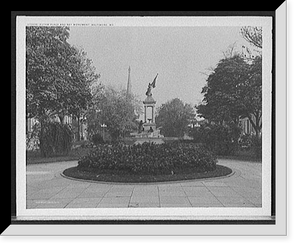 Historic Framed Print, Eutaw Place and Key Monument, Baltimore, Md.,  17-7/8" x 21-7/8"