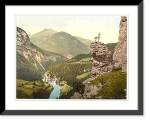 Historic Framed Print, Finstermunz Road showing chamois Tyrol Austro-Hungary,  17-7/8" x 21-7/8"