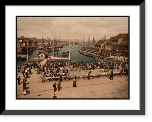 Historic Framed Print, Fish market Bergen Norway,  17-7/8" x 21-7/8"