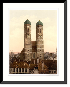 Historic Framed Print, Frauen Church (i.e. Frauenkirche) Munich Bavaria Germany,  17-7/8" x 21-7/8"