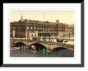 Historic Framed Print, Fredericks Bridge and the Bourse Berlin Germany,  17-7/8" x 21-7/8"