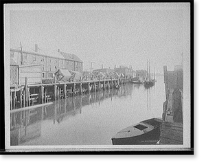 Vintage Americana Print - Portland, Me., drying fishermen's nets