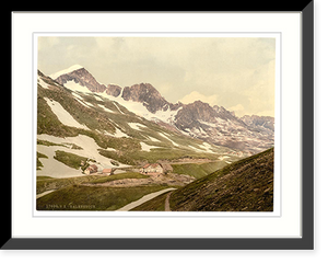 Historic Framed Print, Furka Pass Galenstock general view Bernese Oberland Switzerland,  17-7/8" x 21-7/8"