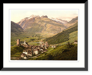Historic Framed Print, Furka Pass Hospenthal general view Bernese Oberland Switzerland,  17-7/8" x 21-7/8"