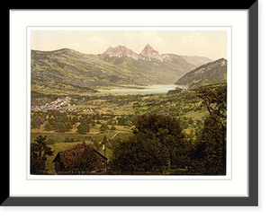 Historic Framed Print, Goldau with Mythen Lake Lucerne Switzerland,  17-7/8" x 21-7/8"